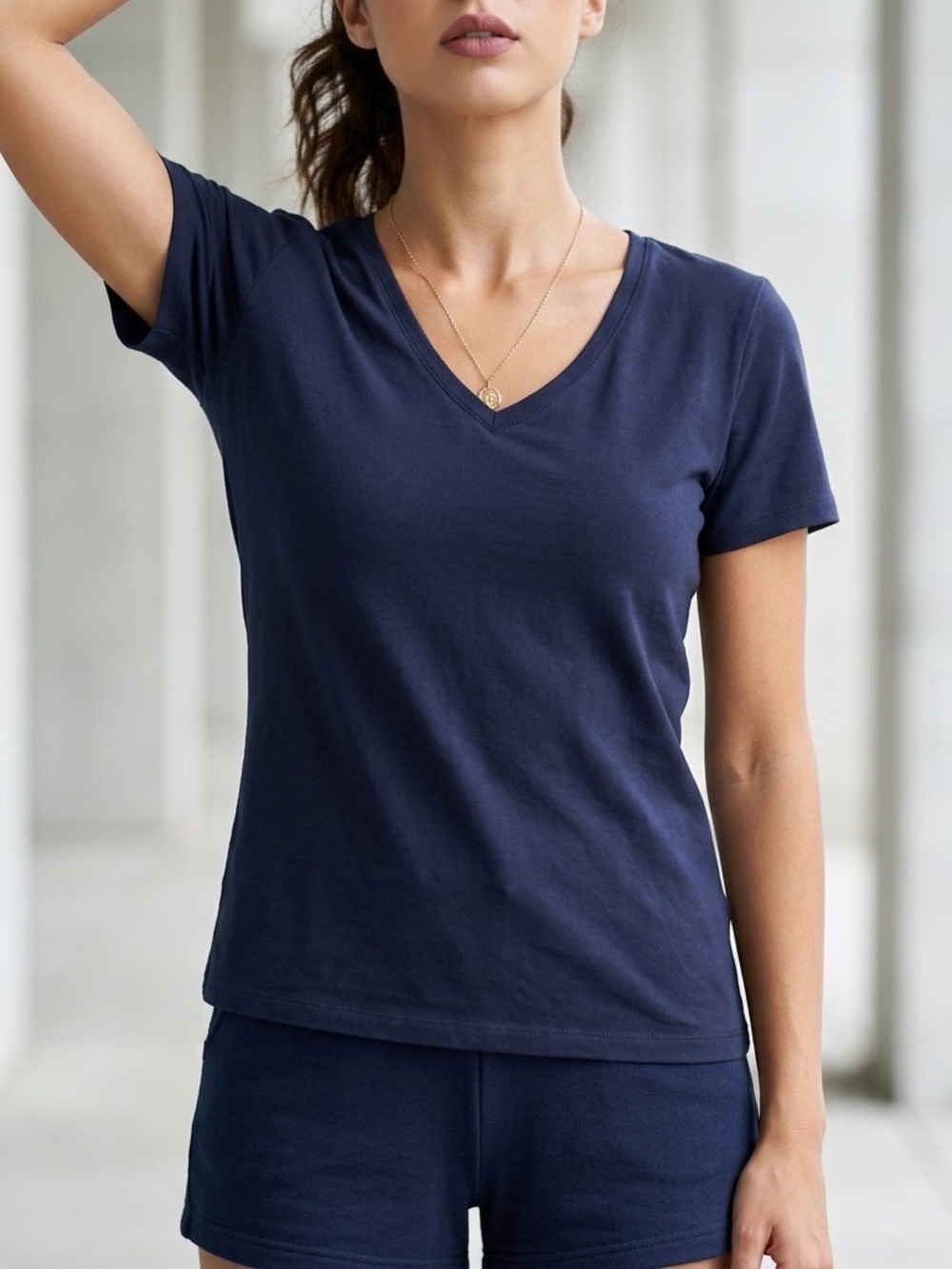 Navy Short Sleeve V-Neck Tee Catherine’s Size 3X